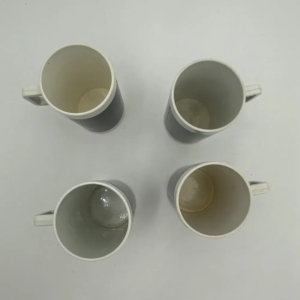 Set Of 4 Vintage Braniff Airlines Black White Espresso Plastic Cups